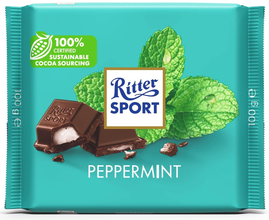 Ritter Sport Peppermint Dark Chocolate with Peppermint Filling, 3.52 oz (100g)