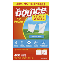 Bounce Select A Size 2X Power Dryer Sheets Outdoor Fresh 400 Sheets