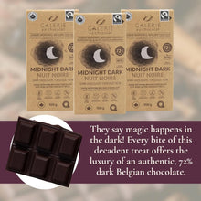 Galerie au Chocolat Midnight Dark 72% Belgian dark chocolate bars, keto, vegan, fairtrade, no gluten or soy