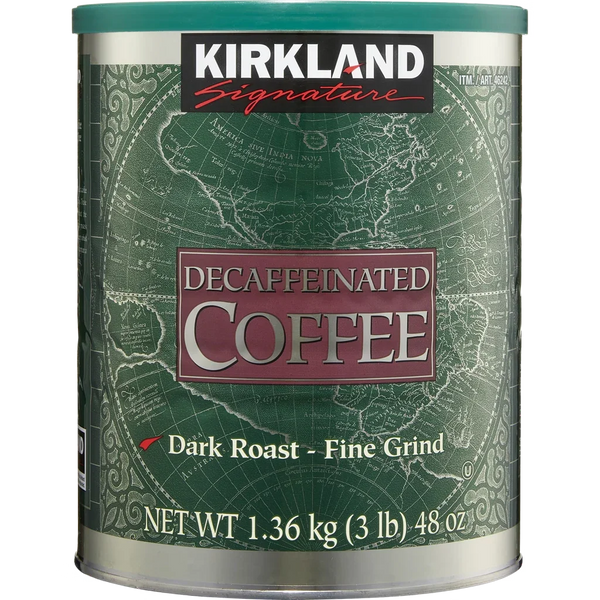 Kirkland Signature Decaffeinated Coffee, Dark Roast Fine Grind, 3 lb (48 oz)