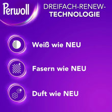 Perwoll laundry detergent with triple-renew technology for white, fiber, and fresh scent like new