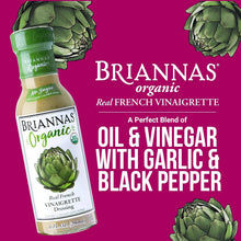 Briannas Organic Real French Vinaigrette Dressing, 10 fl oz (296mL), No Sugar, USDA Organic