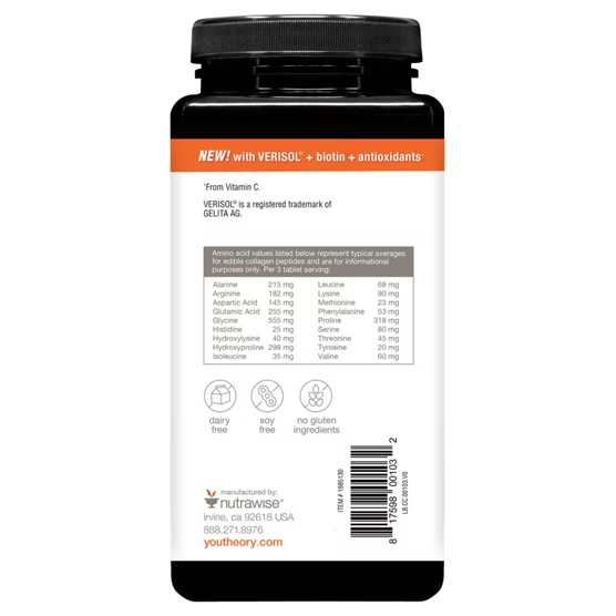 Youtheory VERISOL Collagen + Biotin + Vitamin C 345 Tablets