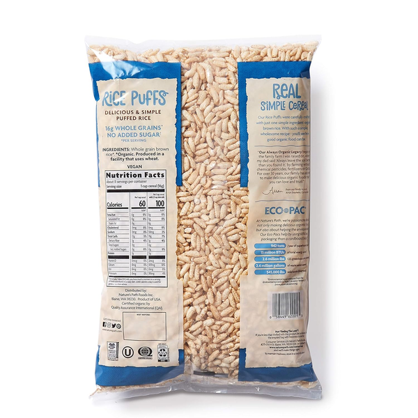 Nature's Path Organic Rice Puffs Cereal, 6 oz (170g) – 1 Ingredient, 16g Whole Grains, No Added Sugar, USDA Organic