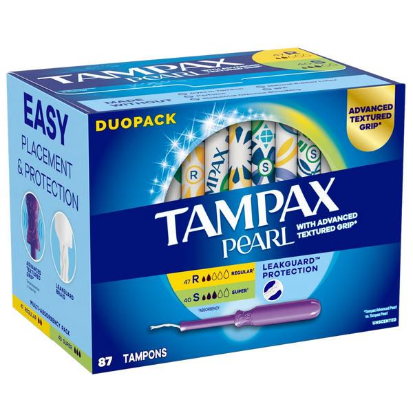 Tampax Pearl Duopack Tampons Regular & Super Unscented 87 ct