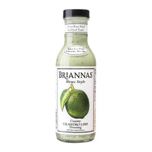 Briannas Creamy Cilantro Lime Dressing bottle, home style salad dressing with lime illustration