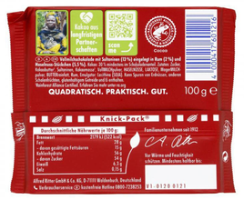 Ritter Sport Milk Chocolate with Rum Raisins & Hazelnuts, 3.52 oz (100g)