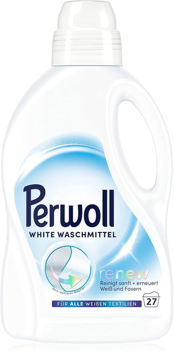 Lessive Liquide Perwoll White Renew, Technologie Triple Renouveau, Pour Tous les Textiles Blancs, 1,35 L (45,6 fl oz), 27 Lavages