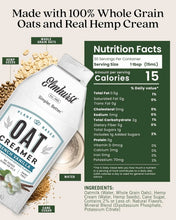 Elmhurst Oat Creamer with whole grain oats, hemp seeds, and vanilla flavor — plant-based, dairy-free, 15 calories per serving