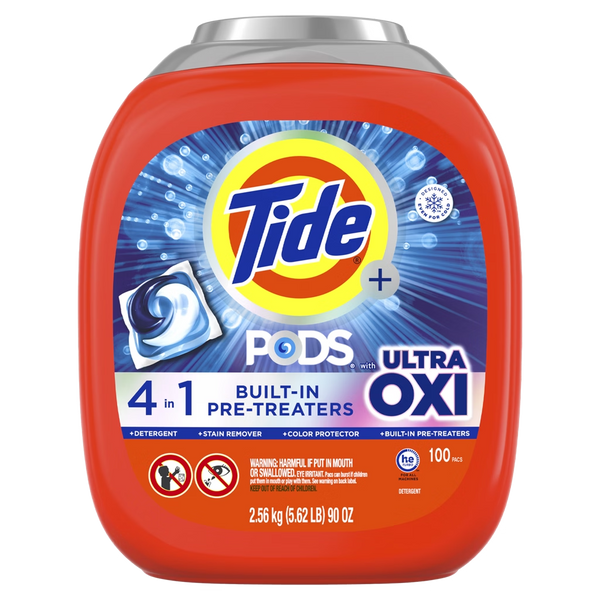 Tide PODS with Ultra OXI 4-in-1 Laundry Detergent Pacs 100 ct 90 oz