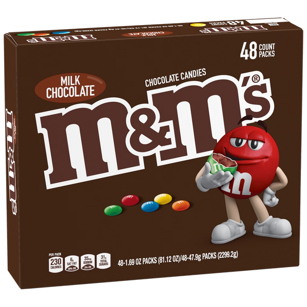 M&M's Milk Chocolate Candies 48-Count Box, 81.12 oz