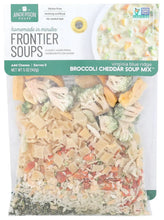 Frontier Soups broccoli cheddar soup mix package, dried vegetables, gluten free