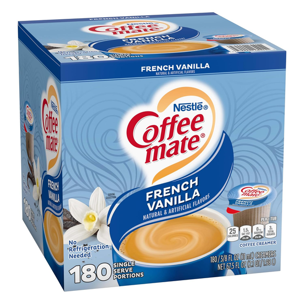 Nestlé Coffee mate French Vanilla Liquid Creamer Singles, 180 CT (67.5 fl oz)