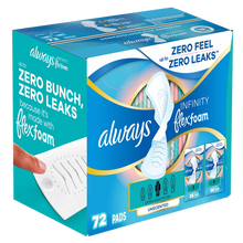 Always Infinity FlexFoam Pads Extra Heavy Flow Unscented 72 ct