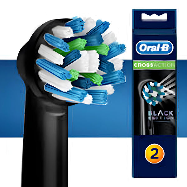 Oral-B CrossAction Replacement Black Toothbrush Heads, Refills for Electric Toothbrush - 2 Count