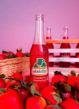 Jarritos Strawberry Natural Flavor Soda 12.5 fl oz - bottle strawberries angle view