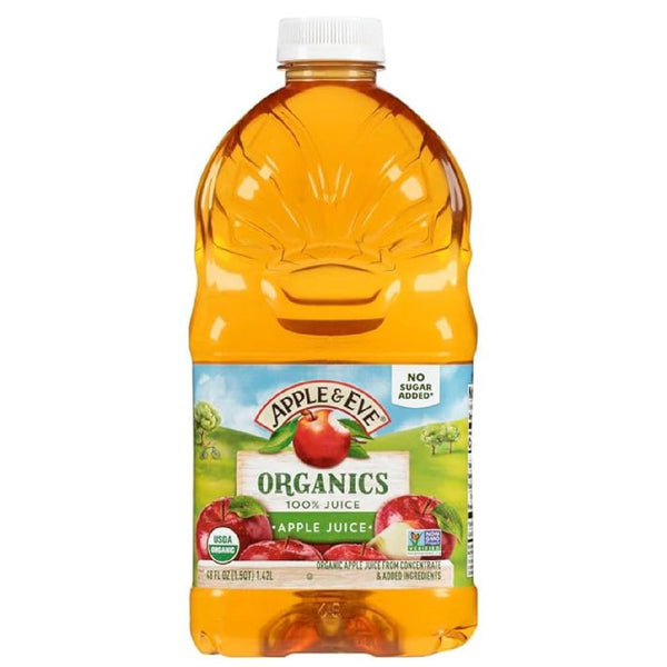 Apple & Eve Organic 100% Apple Juice, USDA Organic Fruit Juice, No Added Sugar, Not From Concentrate, Family Friendly Beverage, 48 Oz