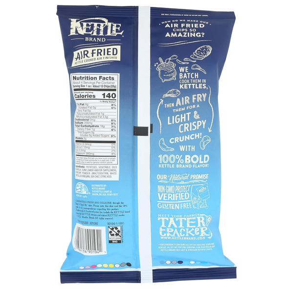 Kettle Foods Air Fried Sea Salt & Vinegar Potato Chips, Crispy Snack, 4.25 oz