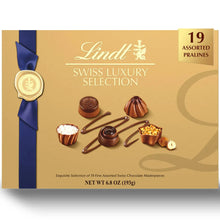 Lindt Swiss Luxury Selection Pralines Gift Box 6.8 oz - gold gift box front