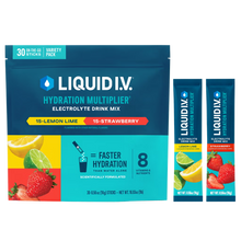 Liquid I.V. Hydration Multiplier 30 sticks - Lemon Lime and Strawberry variety pack front
