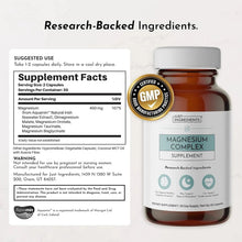 Just Ingredients Magnesium Complex supplement facts label