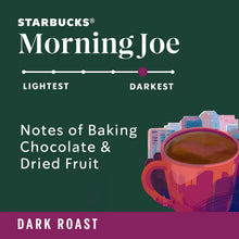Starbucks Dark Morning Joe Ground Coffee 12 oz - baking chocolate dried fruit notes