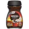 A jar of Nescafe Clásico instant coffee on a plain white background. The packaging features a black lid, a clear jar showing dark brown coffee granules, and a label with red, orange, and white graphics depicting a cup of coffee.