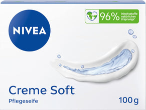 NIVEA Creme Soft Care Soap 100g – packaging and bar