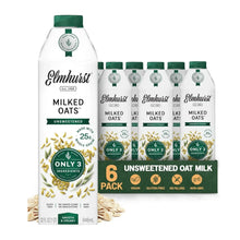 Elmhurst Unsweetened Oat Milk 6-Pack — plant-based, dairy-free, vegan, gluten-free, non-GMO, only 3 ingredients