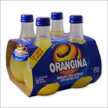 Orangina sparkling citrus beverage with natural pulp, 4-pack glass bottles, 12% juice, 2% pulp