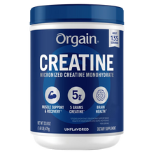 Orgain Micronized Creatine Monohydrate unflavored dietary supplement tub, 675g