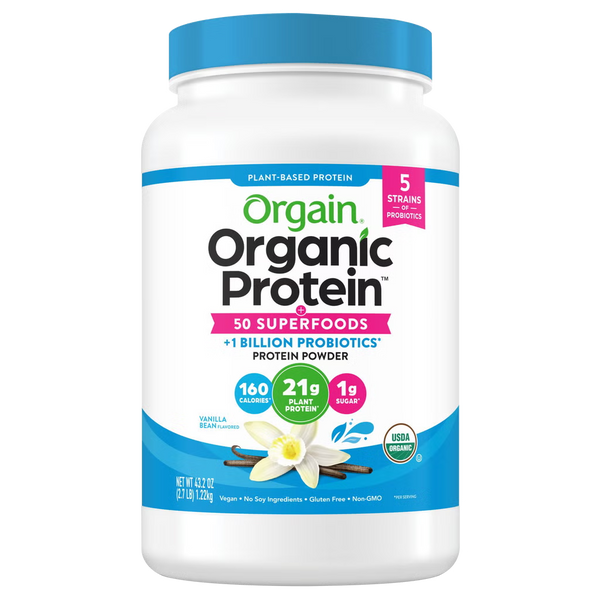 Orgain Organic Protein and 50 Superfoods Vanilla Bean 43.2 oz front