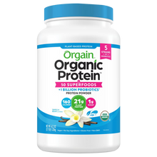 Orgain Organic Plant-Based Protein Powder, Vanilla Bean Flavor, 43.2 oz tub