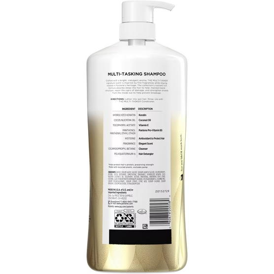 Pantene The Multi-Tasker 10 shampoo 38.2 fl oz back label