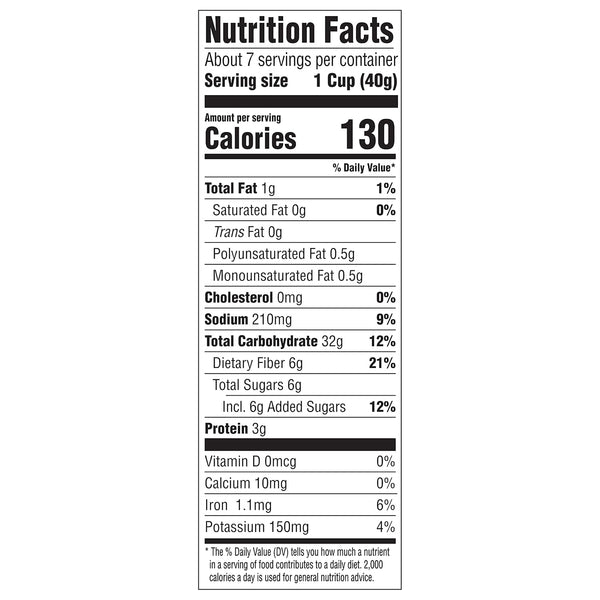 Nutrition Facts label showing 130 calories per 1 cup serving