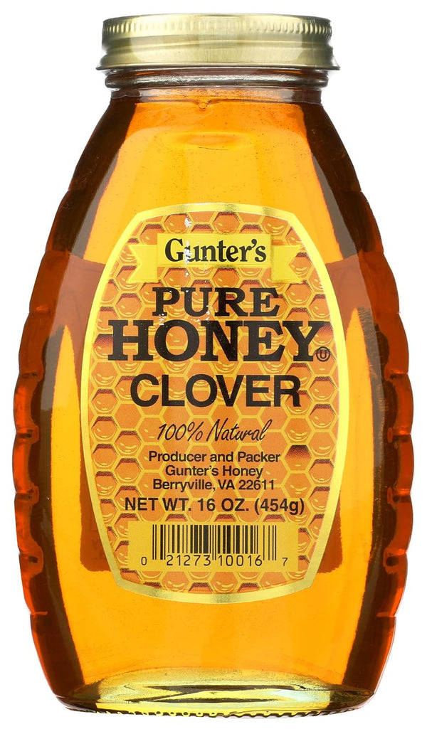 Gunter's Pure Honey Clover, 16 oz jar front label
