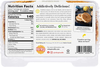 Back of a packaged food product showing Nutrition Facts, a marketing slogan, ingredients, and a barcode on a white background.