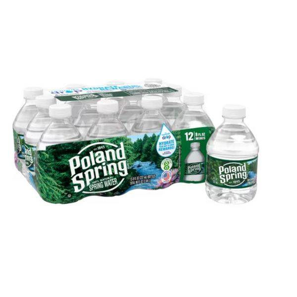 Poland Spring mini 8 fl oz natural spring water Pack of 12