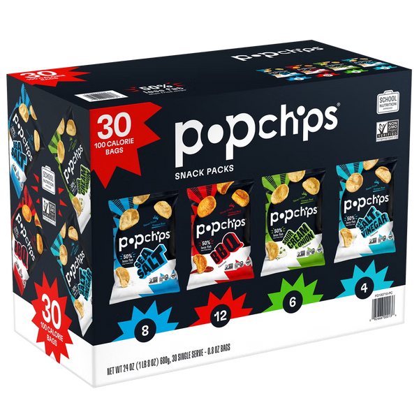 Popchips Snack Pack Variety 30 Count 24 oz - four flavors front