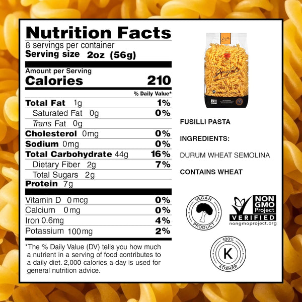 Garofalo - Premium Durum Wheat Semolina Fusilli Pasta, Italian Made, Bronze-Drawn, Al-Dente, One-Ingredient Pasta (4 pack)