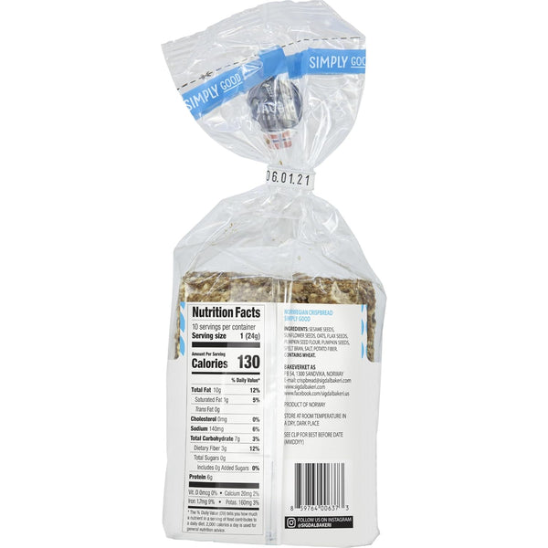 Sigdal Bakeri Simply Good Norwegian Crispbread | Good Source of Protein & Fiber | Non GMO | Contains 76% Seeds | 8.29 oz (235g) (Pack of 1)