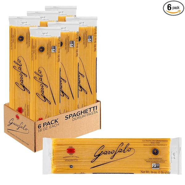 Garofalo - Premium Durum Wheat Semolina Spaghetti Pasta, Italian Made, Bronze-Drawn, Al-Dente, One-Ingredient Pasta (6 pack)