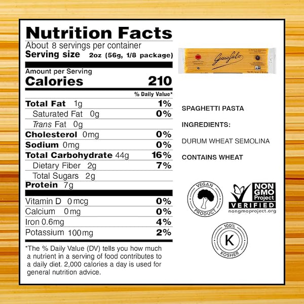 Garofalo - Premium Durum Wheat Semolina Spaghetti Pasta, Italian Made, Bronze-Drawn, Al-Dente, One-Ingredient Pasta (6 pack)