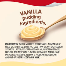 Snack Pack Sugar Free Vanilla Pudding Cups 13 oz - ingredients label back panel