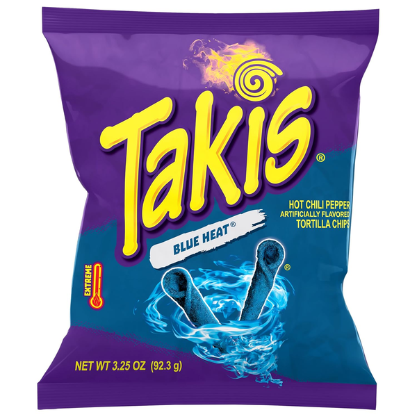 Takis Blue Heat Rolled Tortilla Chips 3.25 oz - extreme hot chili pepper flavor