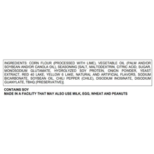 Takis Fuego Rolled Tortilla Chips ingredients and allergen label