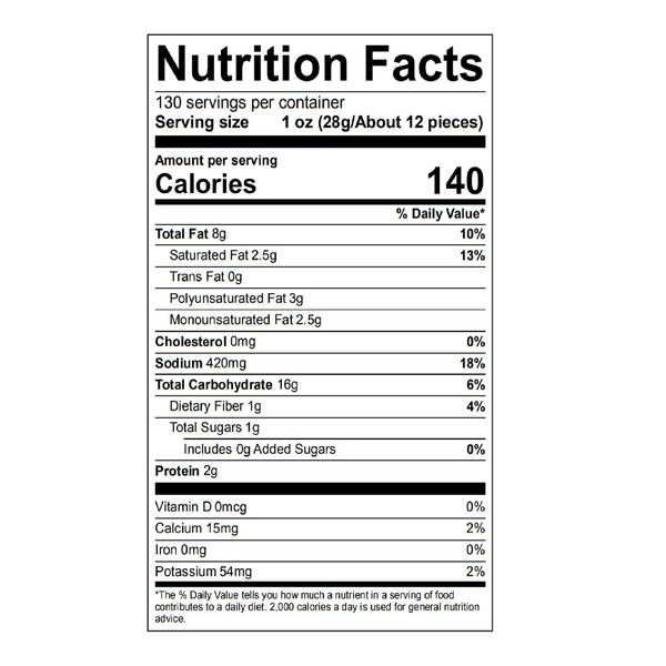 Takis Fuego Rolled Tortilla Chips nutrition facts label