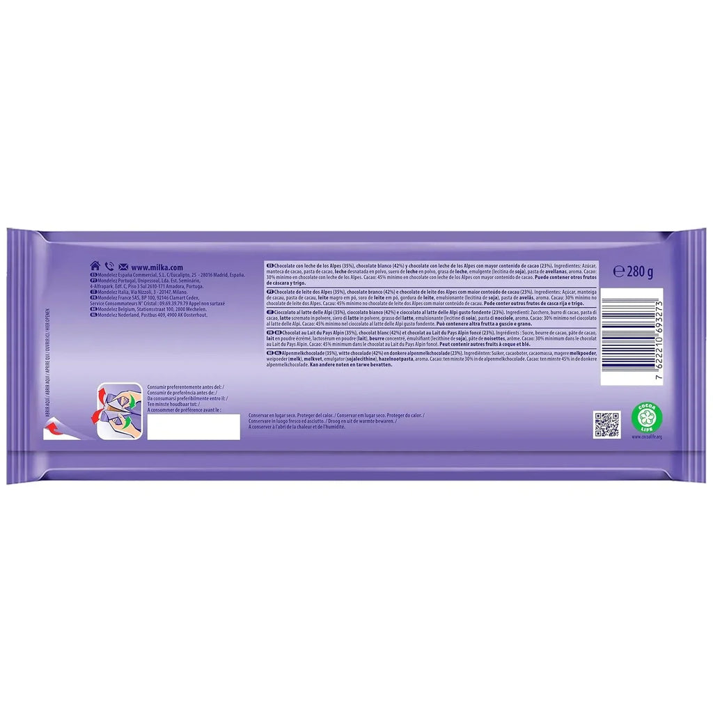 Milka Triolade Chocolate Bar – 280g Large Size | Milk, White & Dark Chocolate Blend