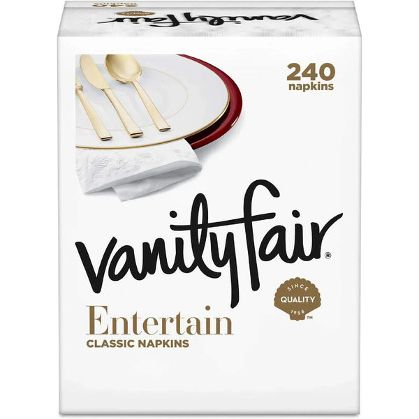 Vanity Fair Entertain Classic Napkins, 240 count, premium table setting for parties and dining