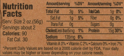 Nutrition facts label on a brown background